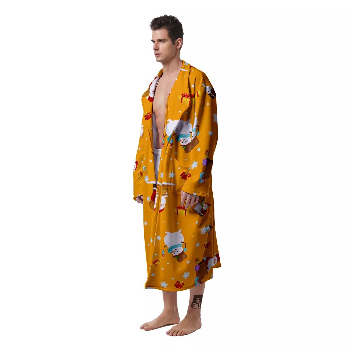 Friends And Santa Claus Print Pattern Men's Robe-grizzshop