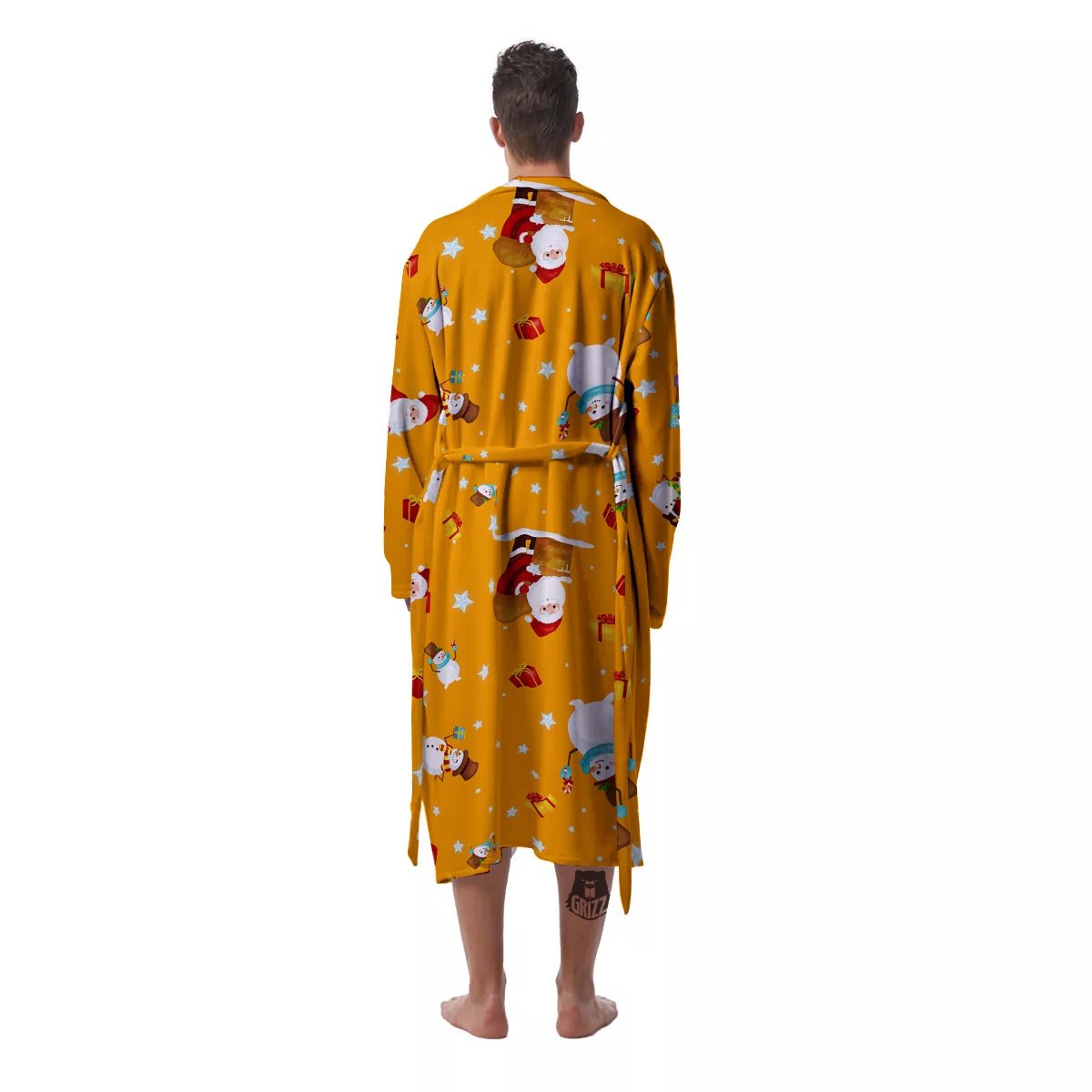 Friends And Santa Claus Print Pattern Men's Robe-grizzshop