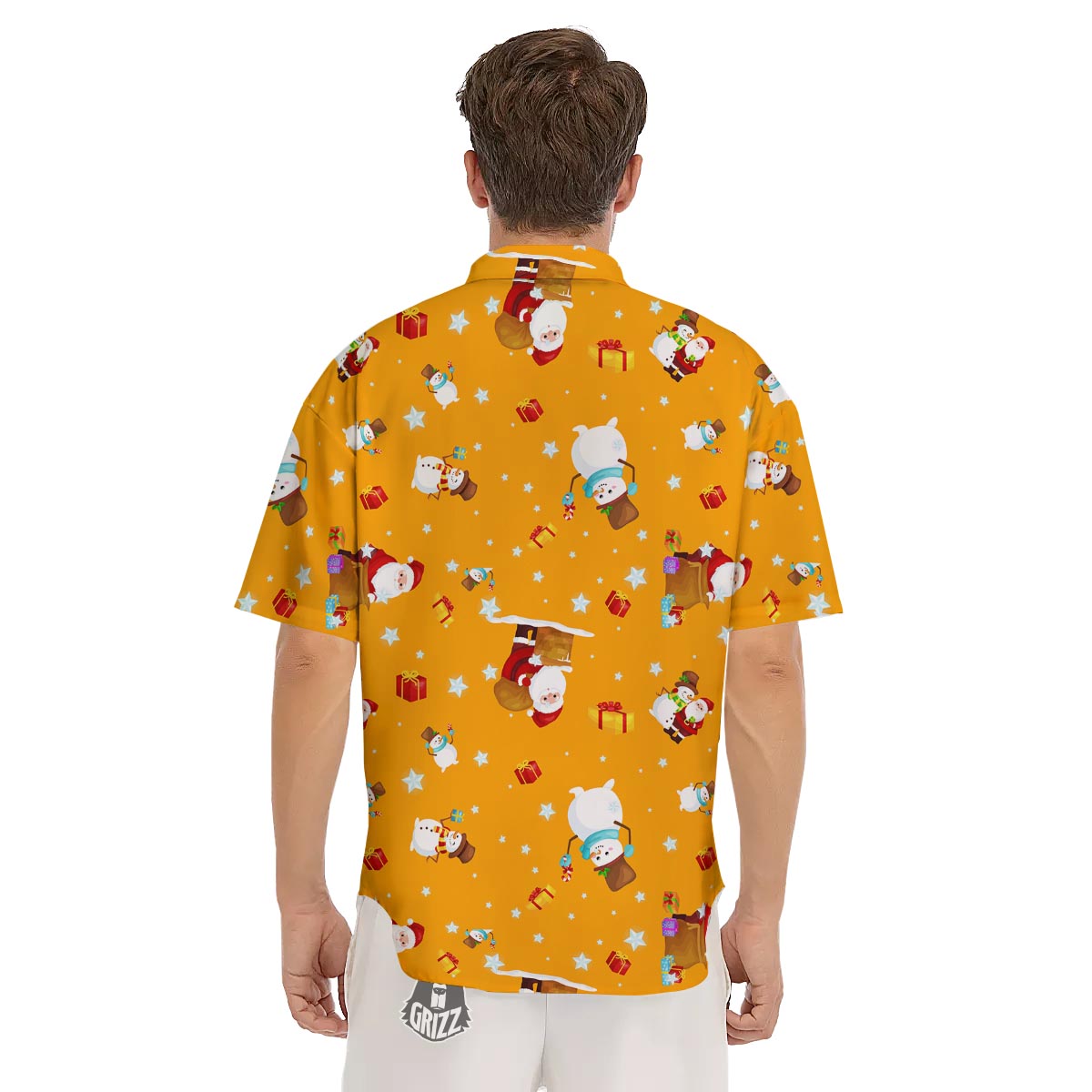 Friends And Santa Claus Print Pattern Men's Short Sleeve Shirts-grizzshop