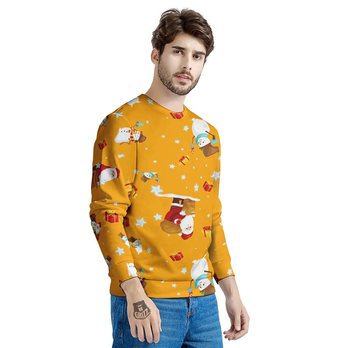 Friends And Santa Claus Print Pattern Men's Sweatshirt-grizzshop