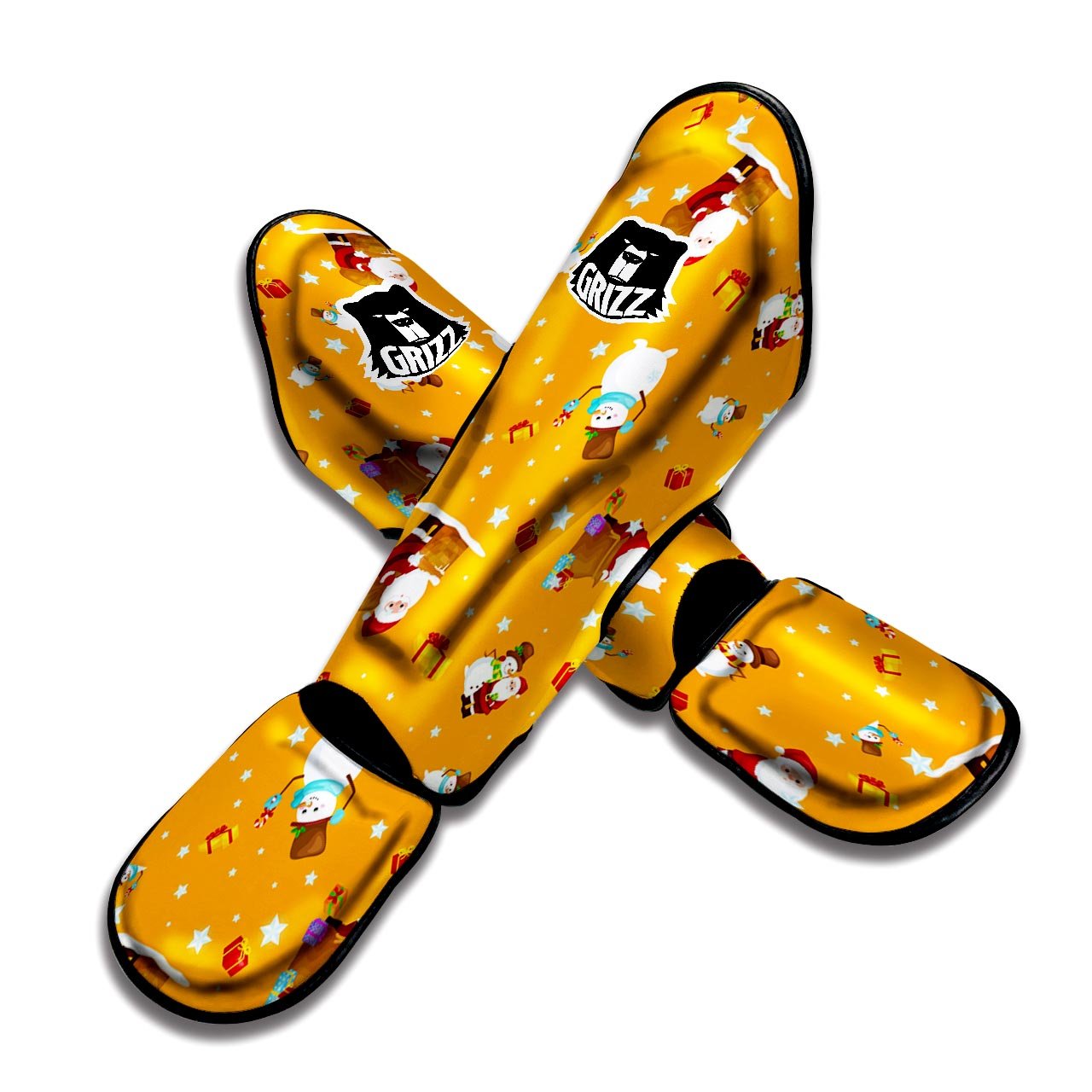 Friends And Santa Claus Print Pattern Muay Thai Shin Guards-grizzshop