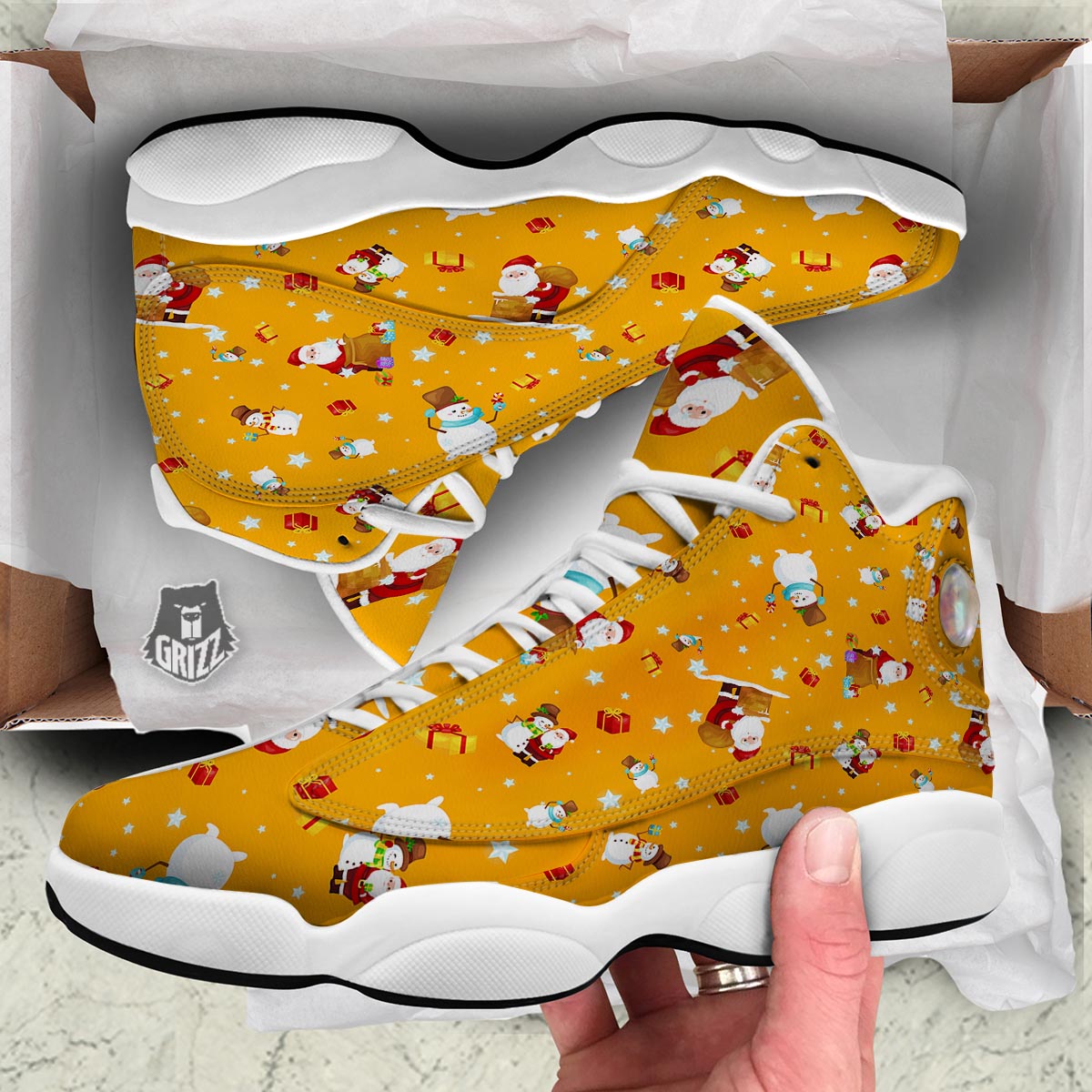 Friends And Santa Claus Print Pattern White Basketball Shoes-grizzshop