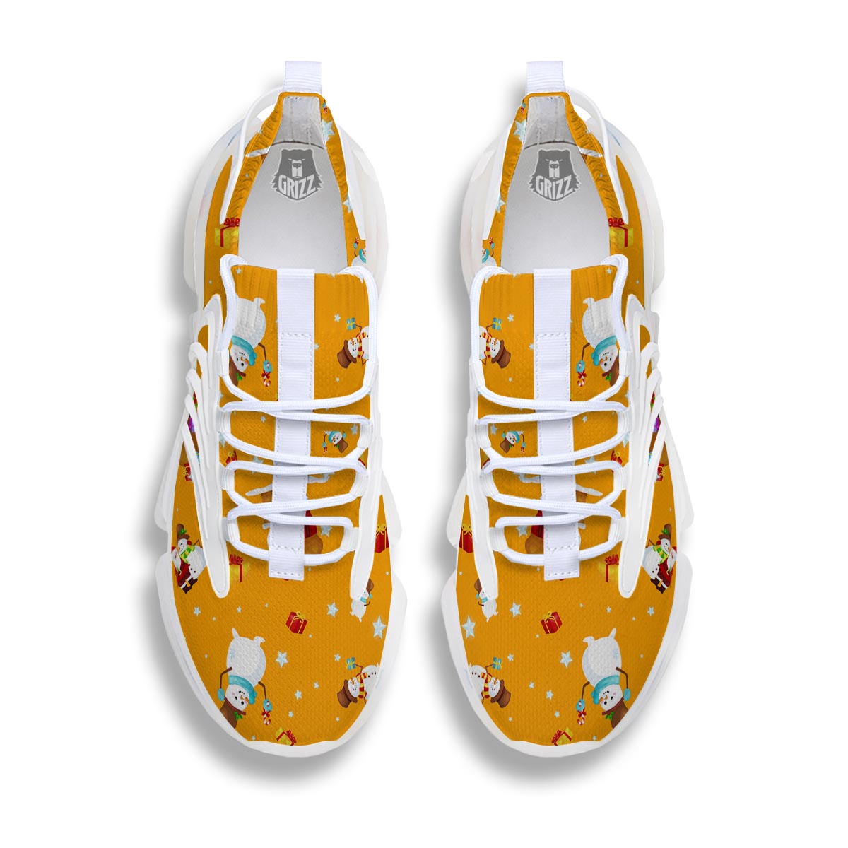 Friends And Santa Claus Print Pattern White Gym Shoes-grizzshop