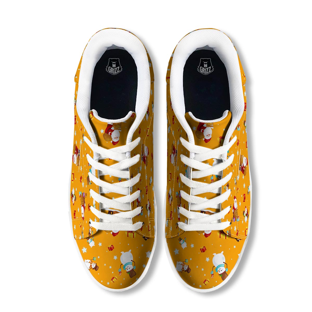 Friends And Santa Claus Print Pattern White Low Top Sneakers-grizzshop