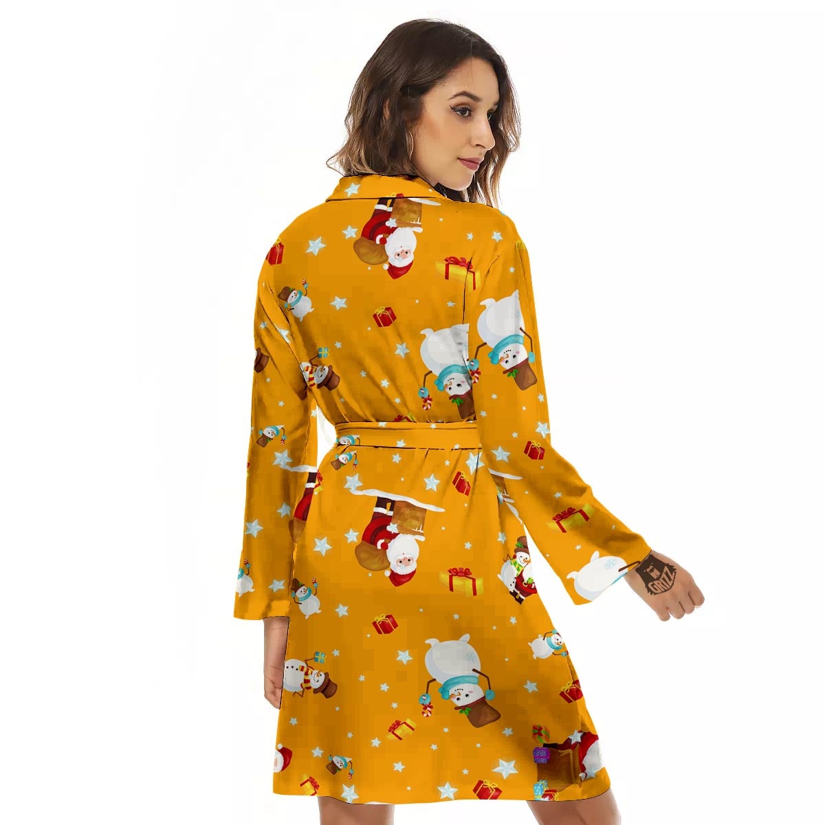 Friends And Santa Claus Print Pattern Women's Robe-grizzshop