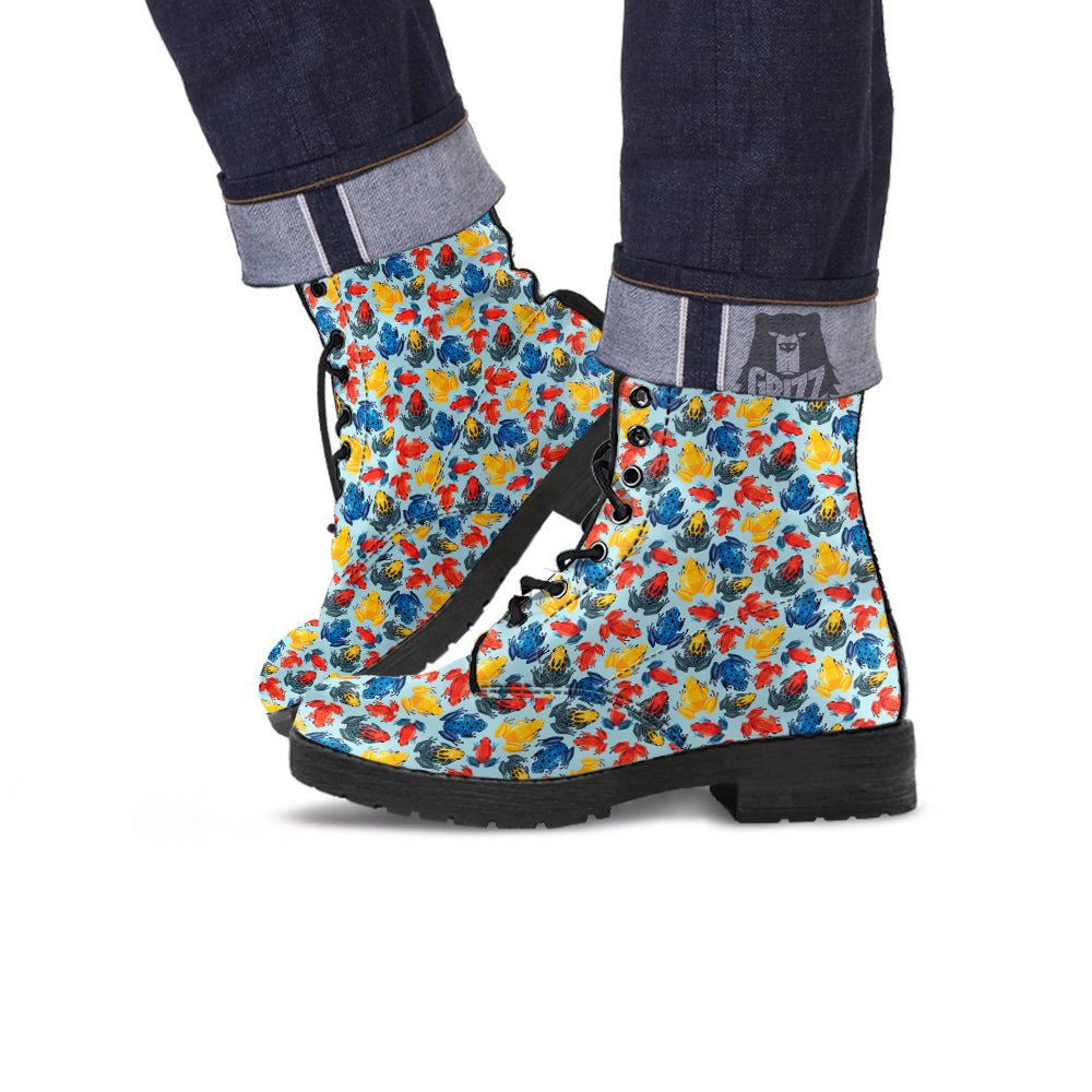 Frog Colorful Print Pattern Leather Boots-grizzshop