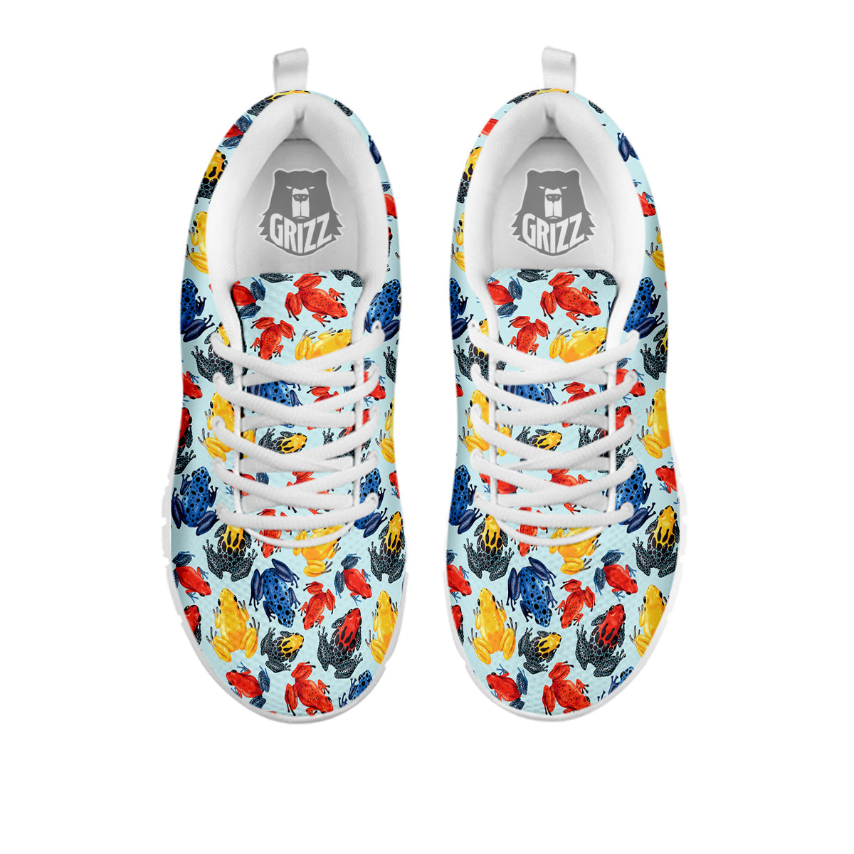 Frog Colorful Print Pattern White Sneaker-grizzshop