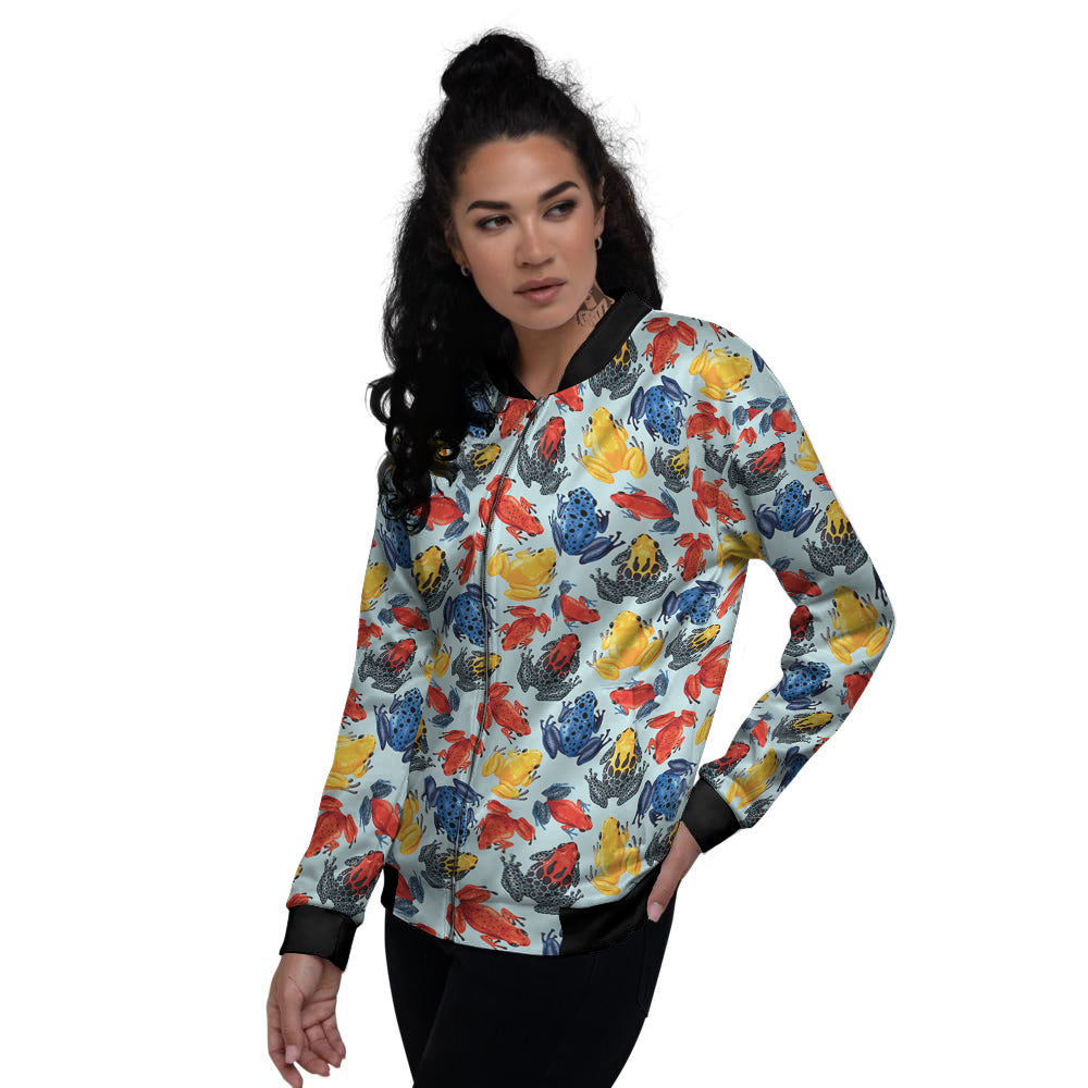 Frog Colorful Print Pattern Women's Bomber Jacket-grizzshop