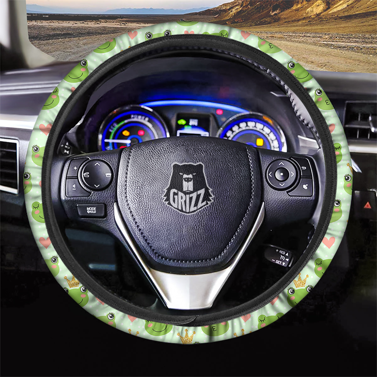 Frog Cute Print Pattern Car Steering Wheel Cover-grizzshop
