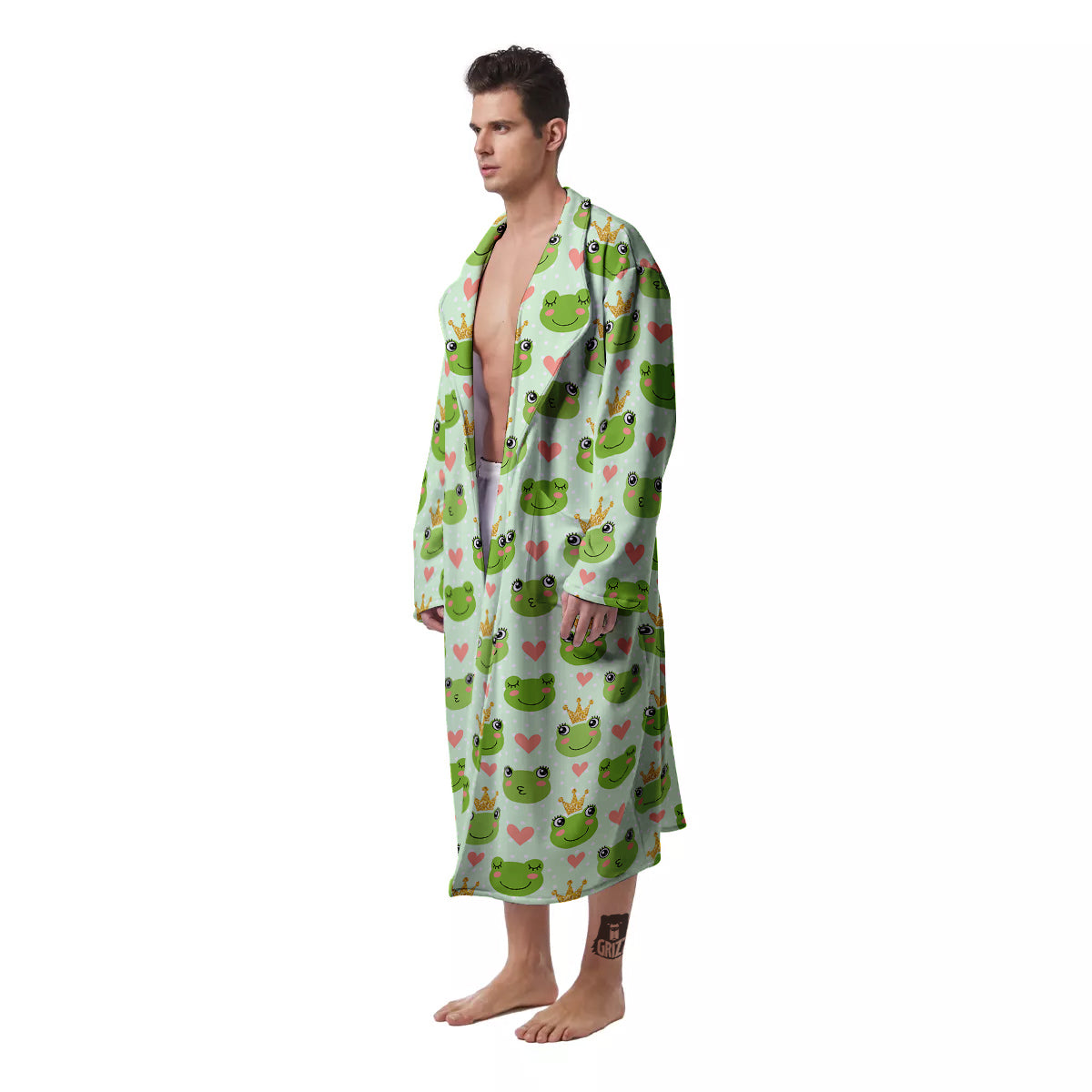 Frog Cute Print Pattern Men's Robe-grizzshop