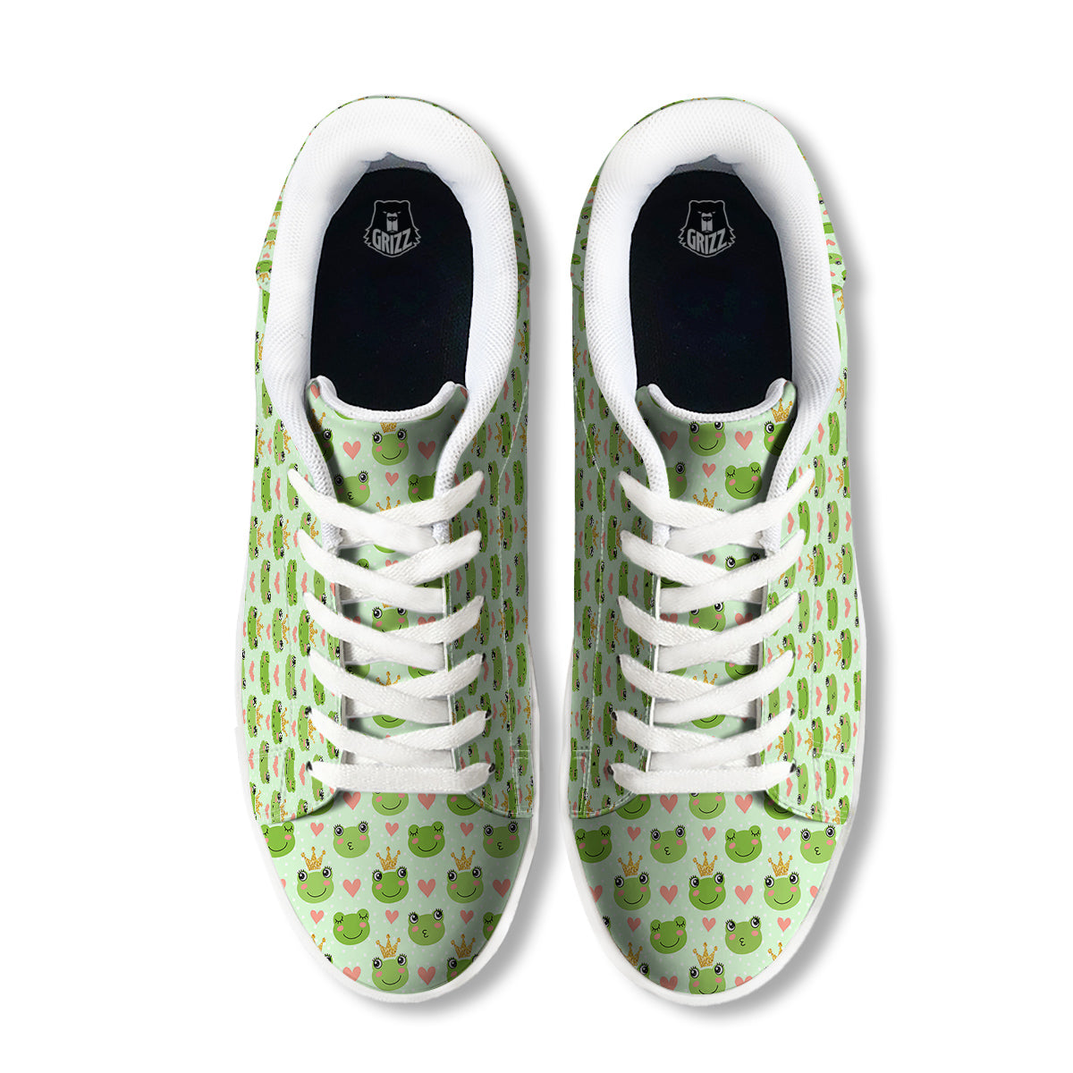 Frog Cute Print Pattern White Low Top Sneakers-grizzshop