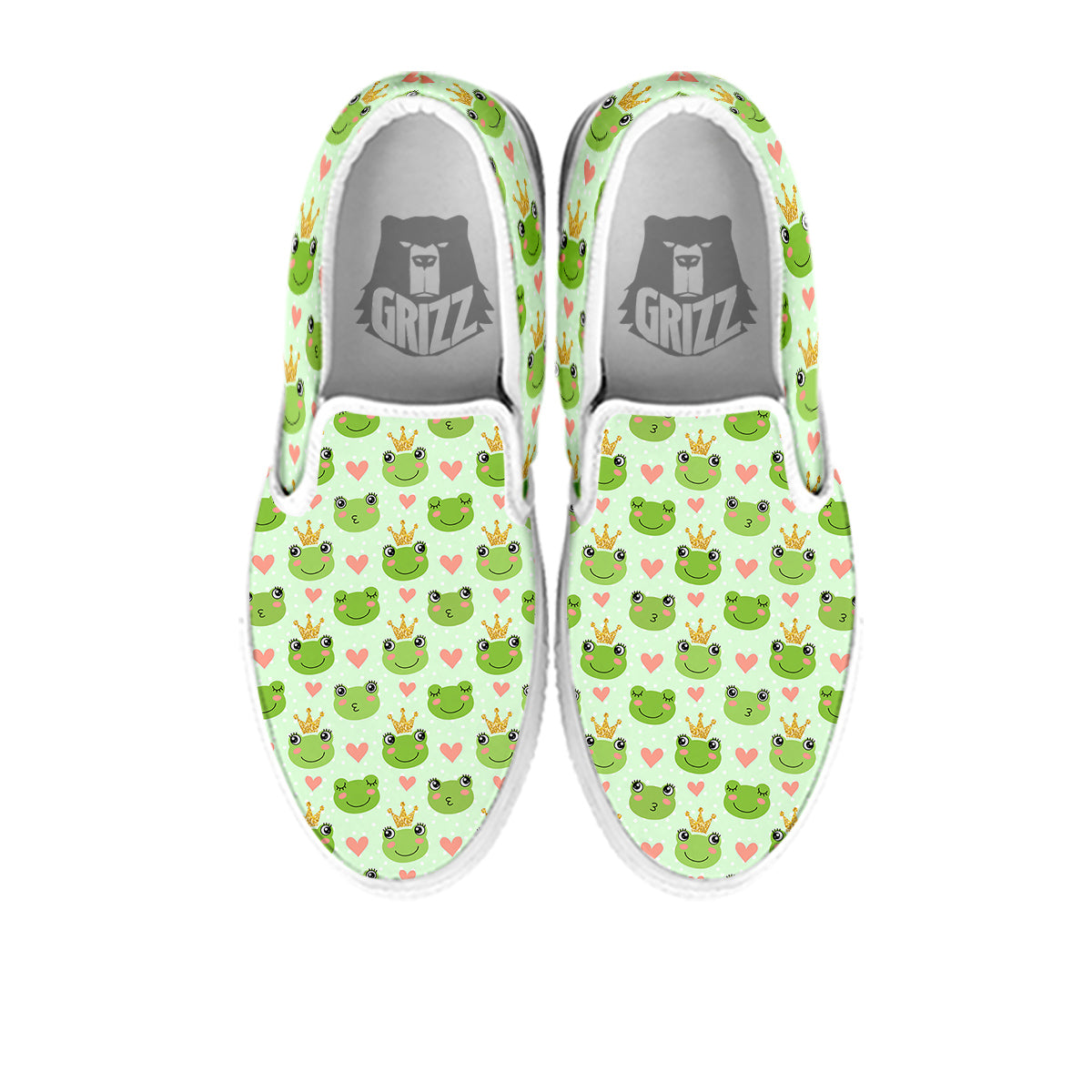 Frog Cute Print Pattern White Slip On Shoes-grizzshop