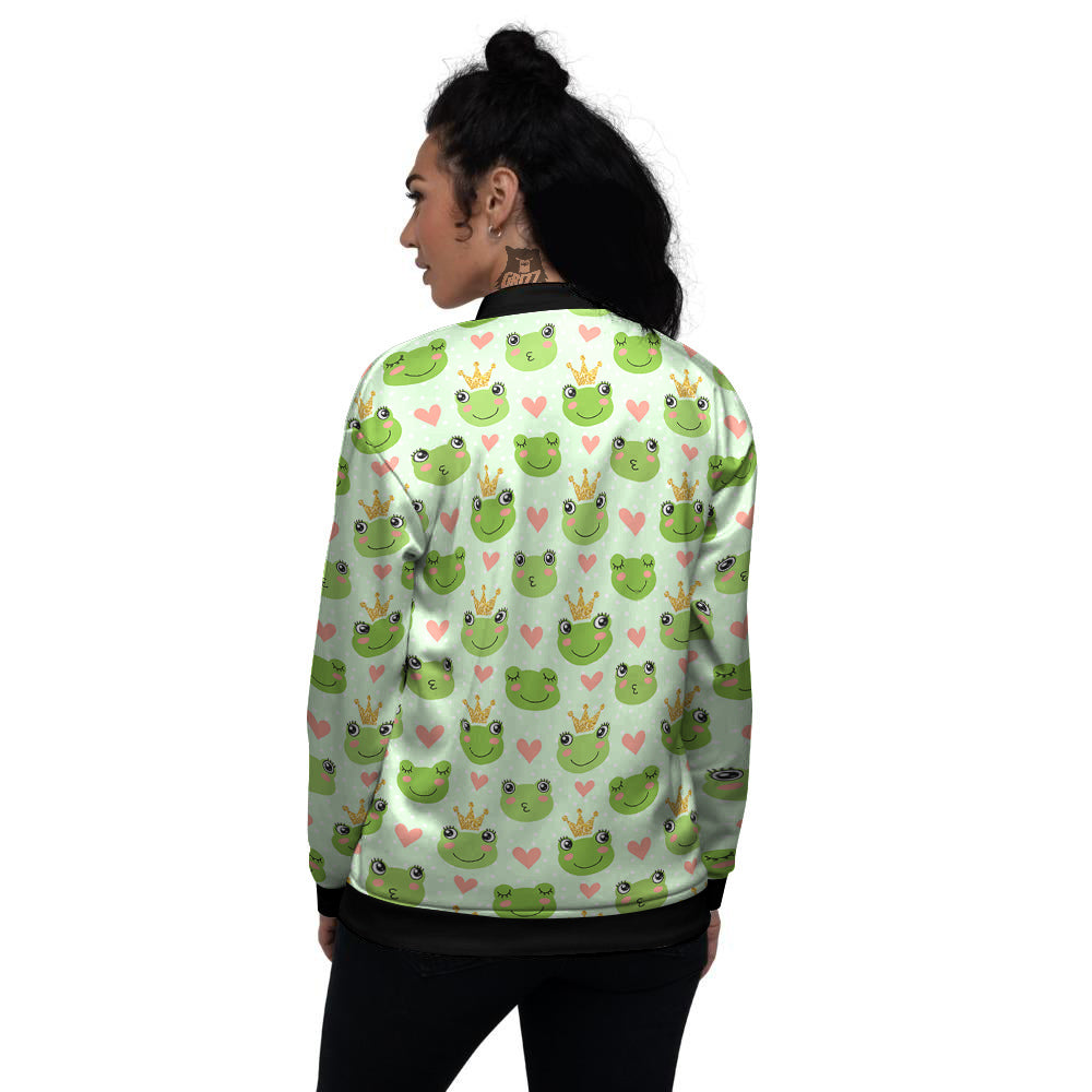 Frog Cute Print Pattern Women's Bomber Jacket-grizzshop