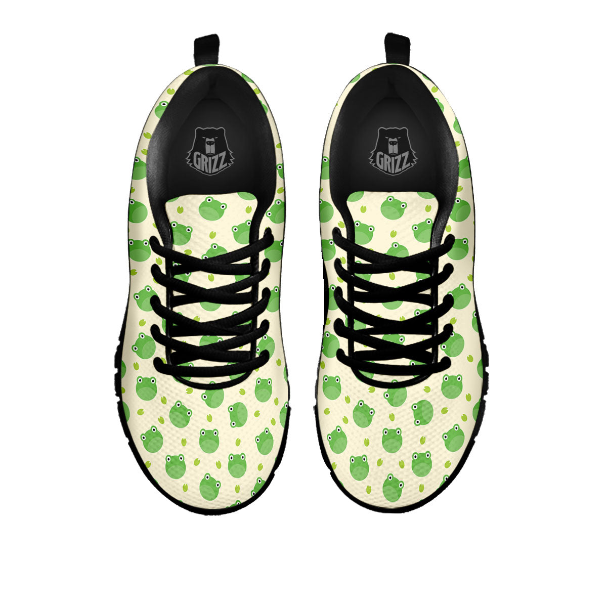 Frog Faces Print Pattern Black Sneaker-grizzshop