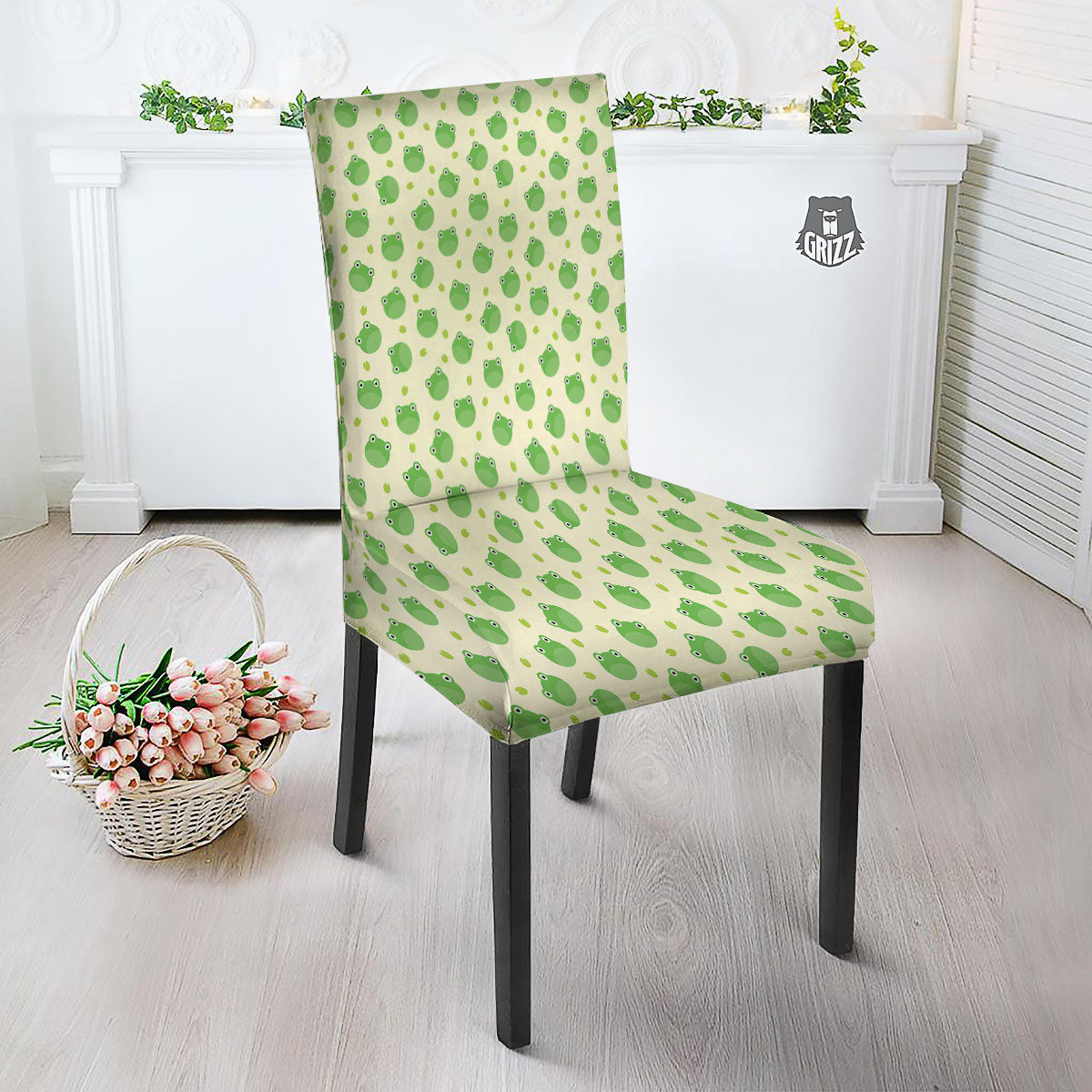 Frog Faces Print Pattern Dining Chair Slipcover-grizzshop