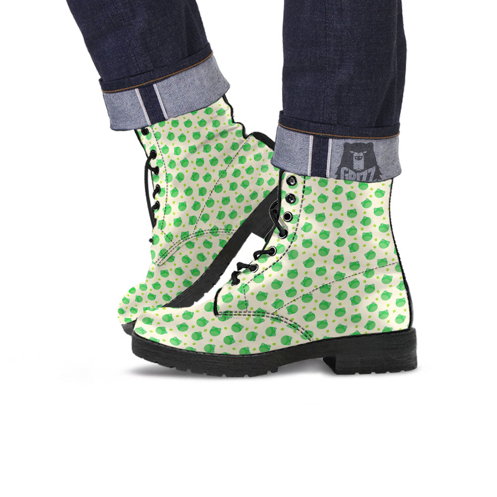 Frog Faces Print Pattern Leather Boots-grizzshop