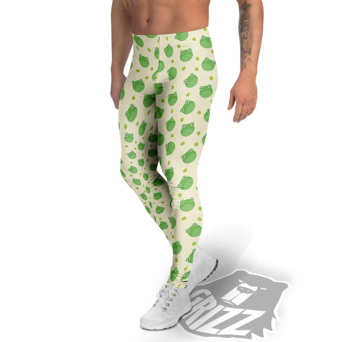 Frog Faces Print Pattern Men's Leggings-grizzshop