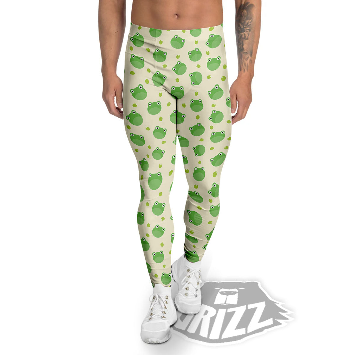Frog Faces Print Pattern Men's Leggings-grizzshop