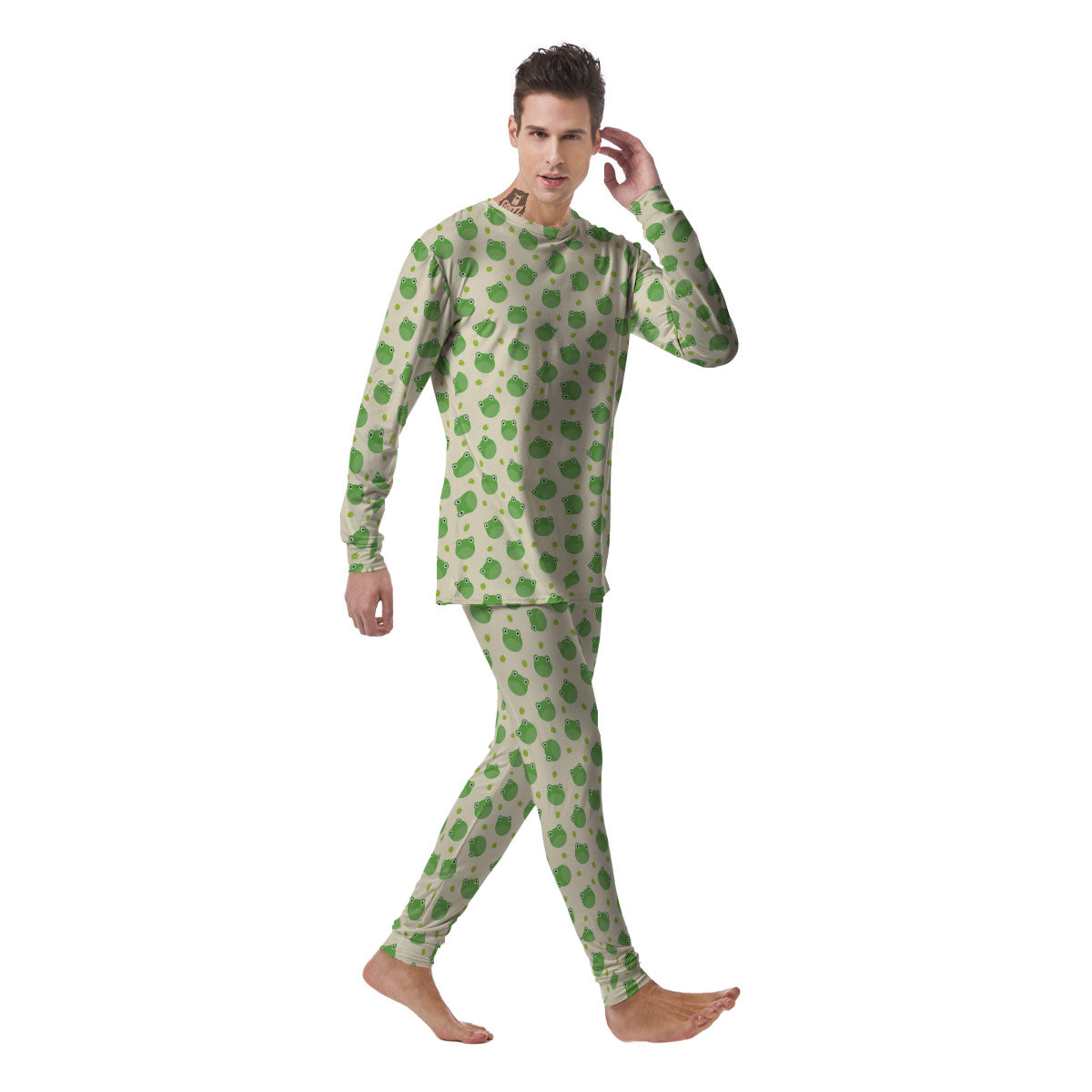 Frog Faces Print Pattern Men's Pajamas-grizzshop