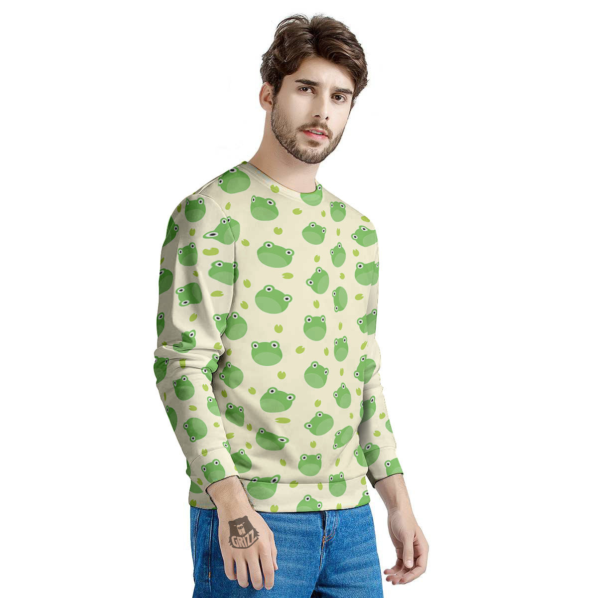 Frog Faces Print Pattern Men's Sweatshirt-grizzshop
