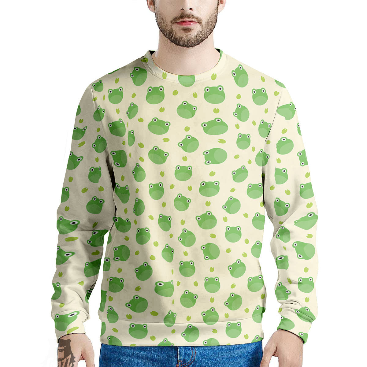 Frog Faces Print Pattern Men's Sweatshirt-grizzshop