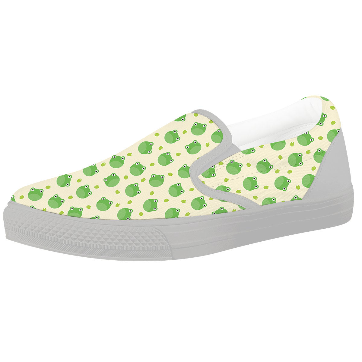 Frog Faces Print Pattern White Slip On Shoes-grizzshop