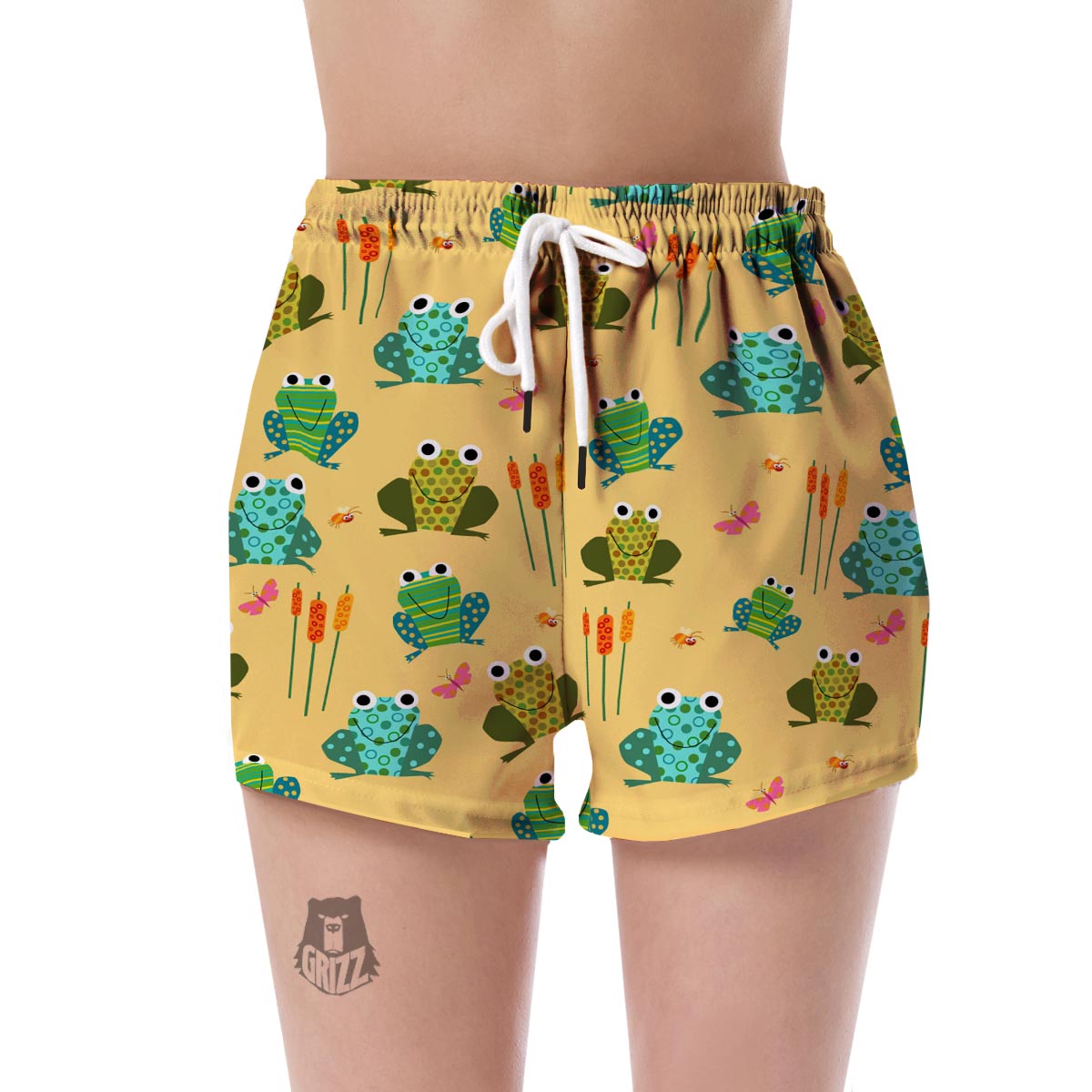 Frog Pattern Print Women's Shorts-grizzshop