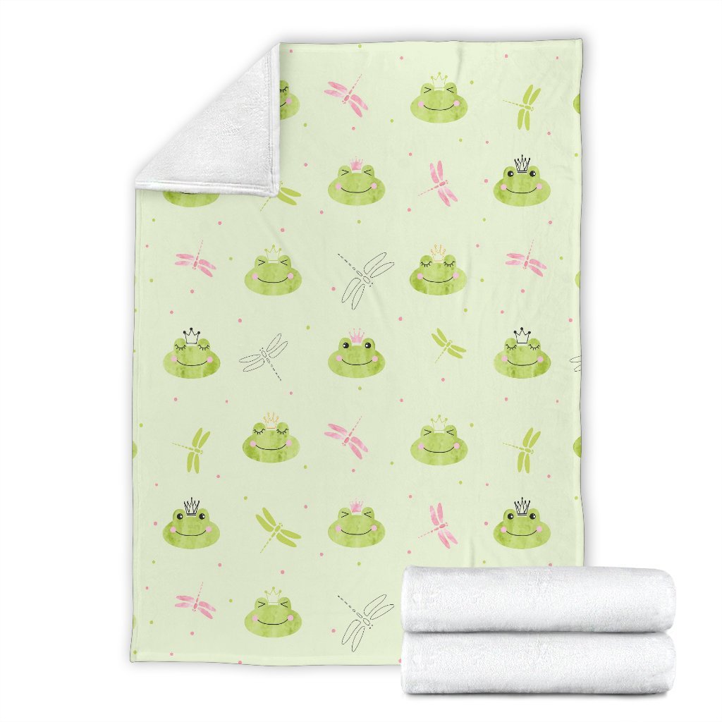 Frog Prince Crown Pattern Print Blanket-grizzshop