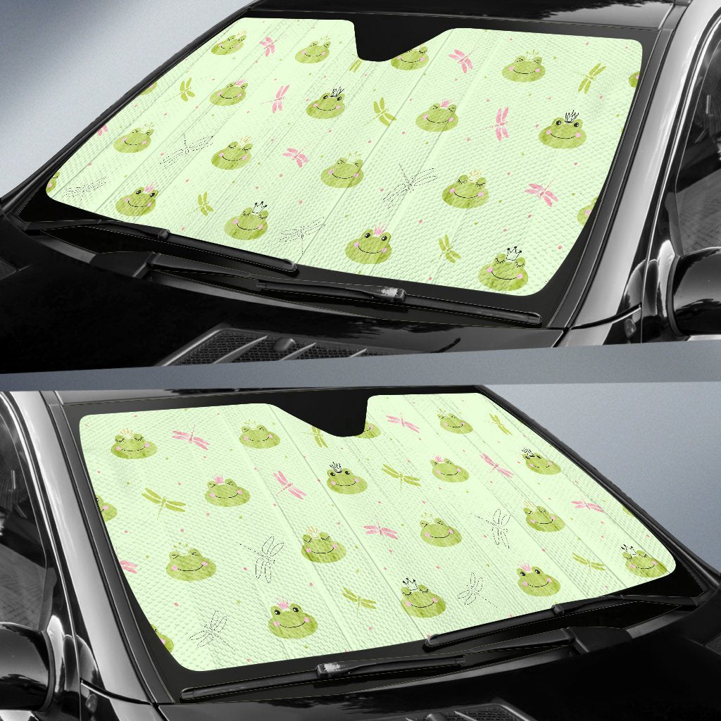 Frog Prince Crown Pattern Print Car Sun Shade-grizzshop