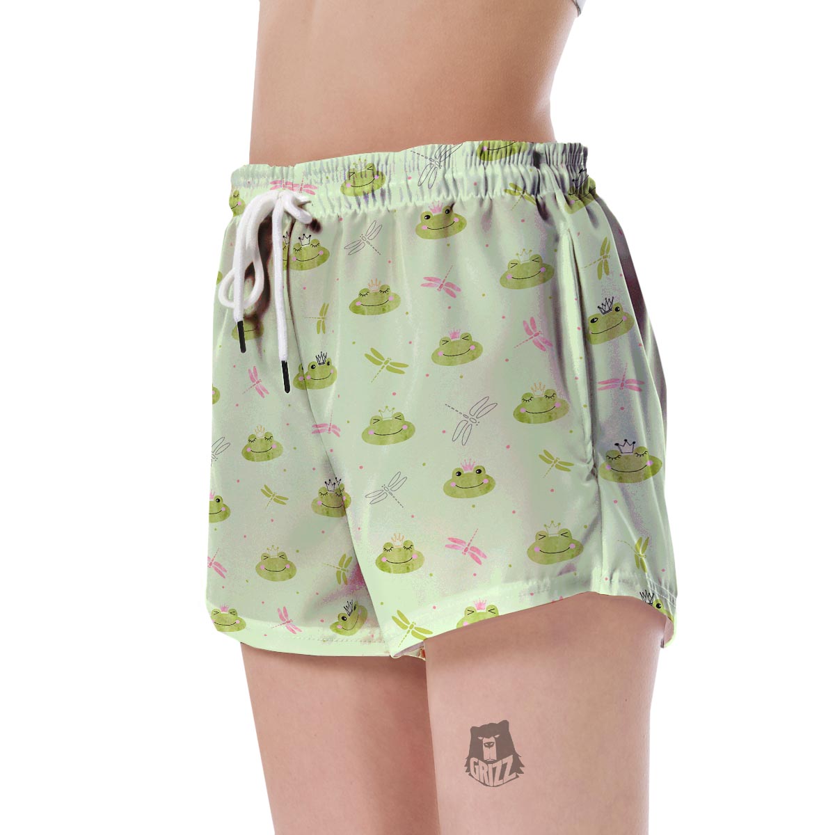 Frog Prince Crown Pattern Print Women's Shorts-grizzshop