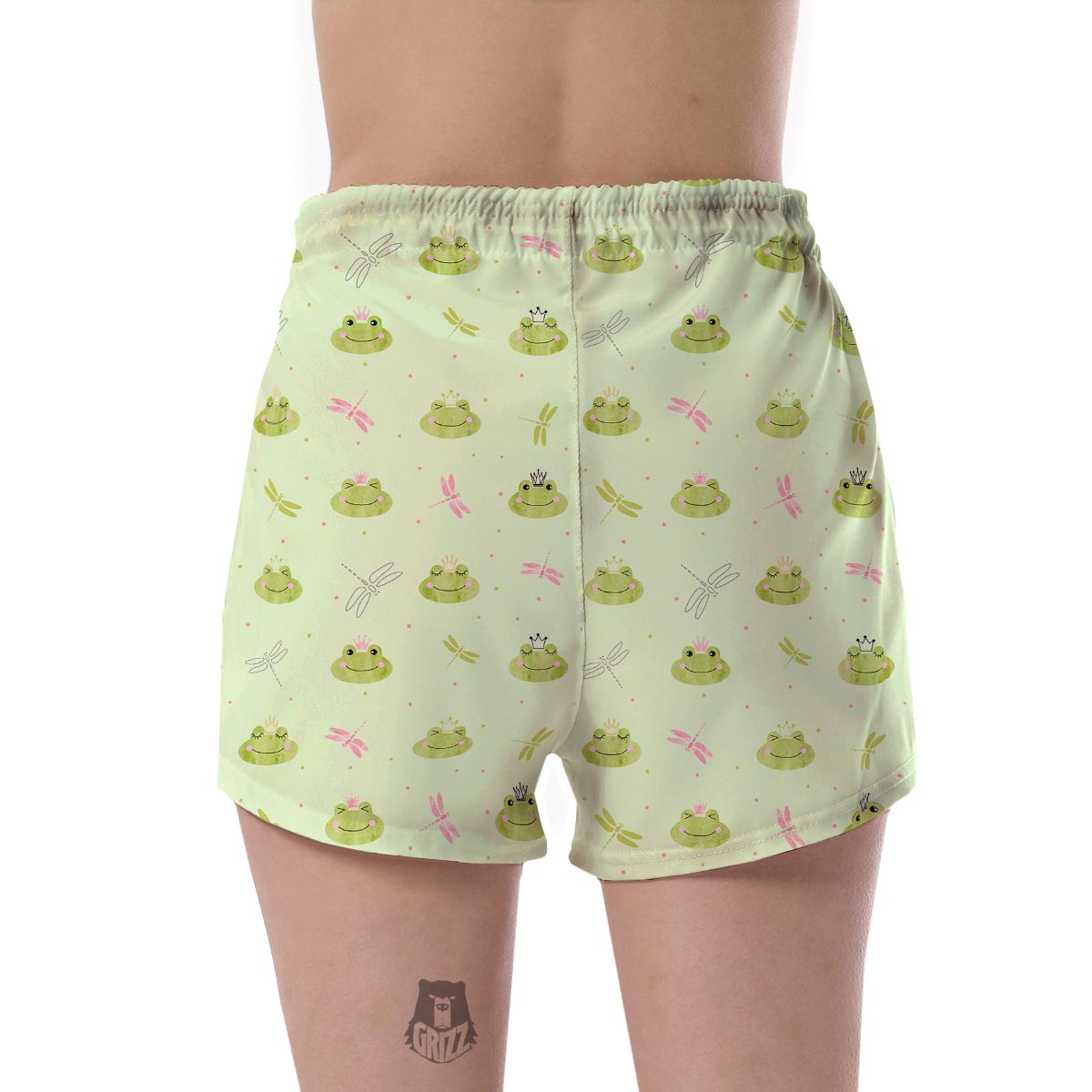Frog Prince Crown Pattern Print Women's Shorts-grizzshop