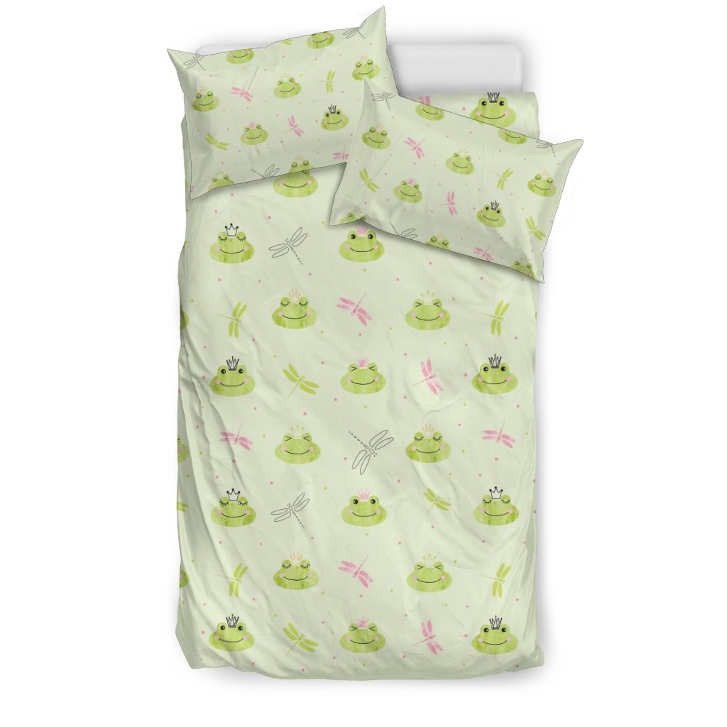 Frog Prince Crown Pattern Print Duvet Cover Bedding Set-grizzshop
