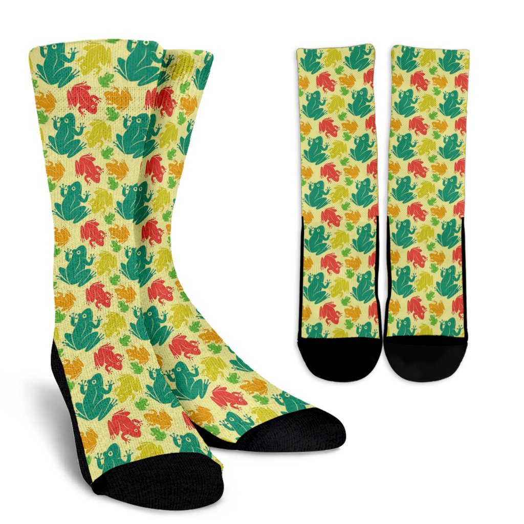 Frog Print Pattern Unisex Crew Socks-grizzshop