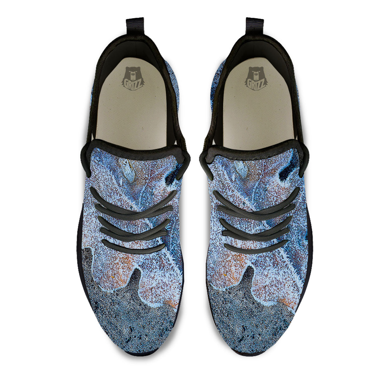 Frozen Leaf Oak Print Black Athletic Shoes-grizzshop
