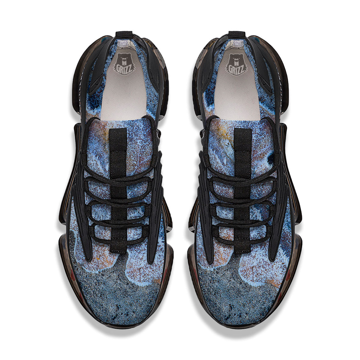 Frozen Leaf Oak Print Black Gym Shoes-grizzshop