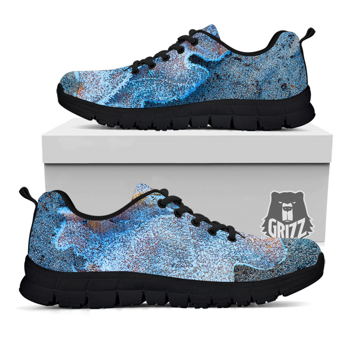 Frozen Leaf Oak Print Black Sneaker-grizzshop