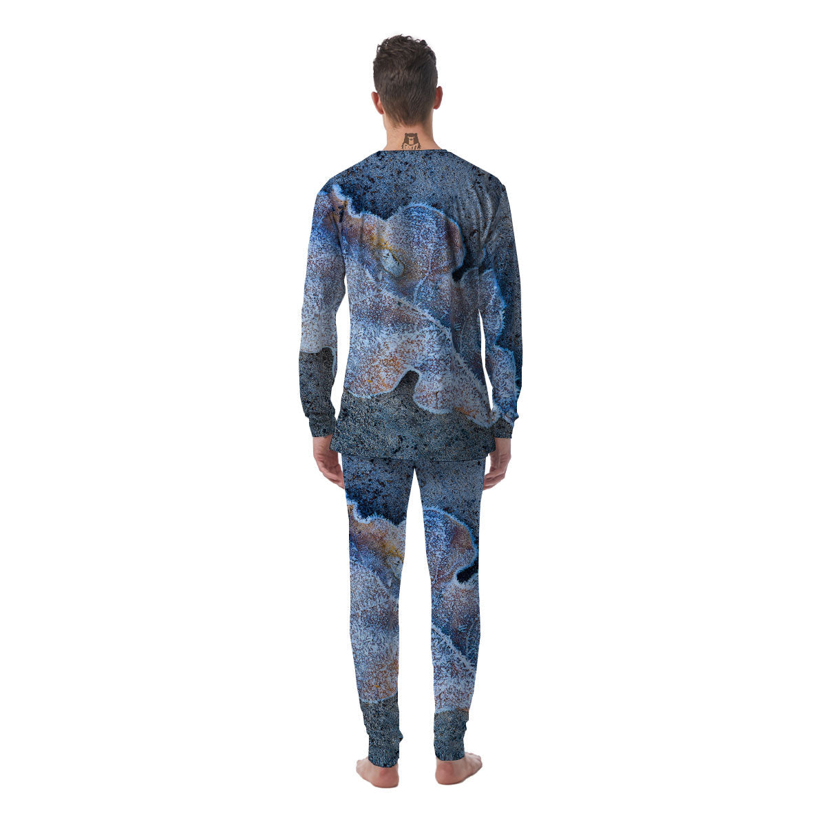Frozen Leaf Oak Print Men's Pajamas-grizzshop