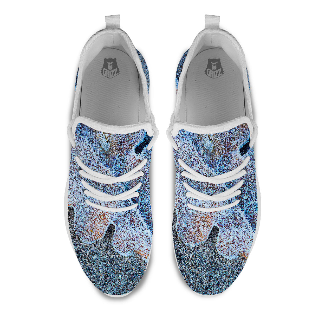 Frozen Leaf Oak Print White Athletic Shoes-grizzshop