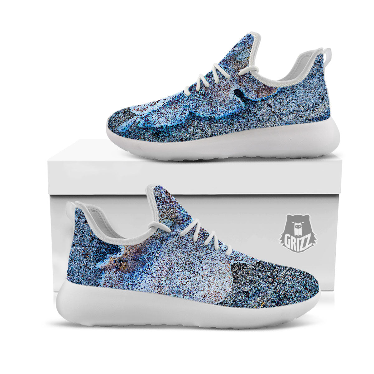 Frozen Leaf Oak Print White Athletic Shoes-grizzshop
