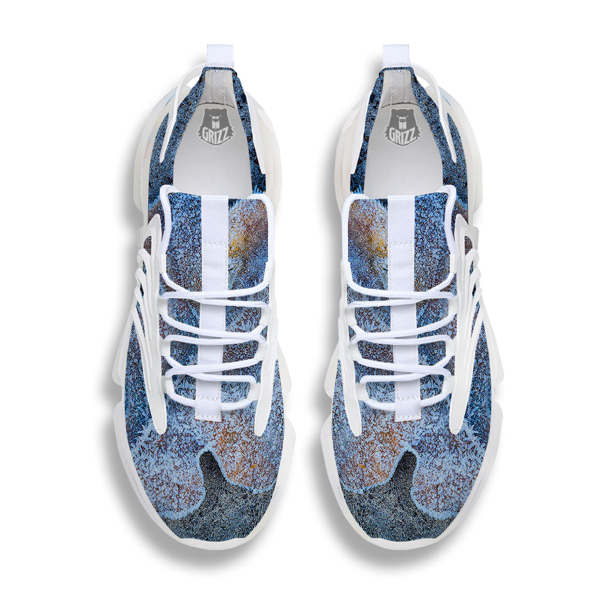 Frozen Leaf Oak Print White Gym Shoes-grizzshop