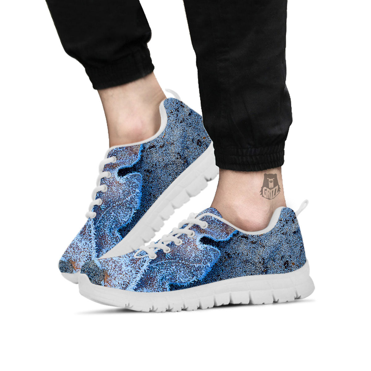 Frozen Leaf Oak Print White Sneaker-grizzshop