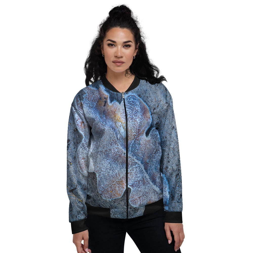 Frozen Leaf Oak Print Women's Bomber Jacket-grizzshop
