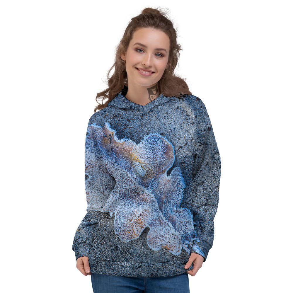 Frozen Leaf Oak Print Women's Hoodie-grizzshop