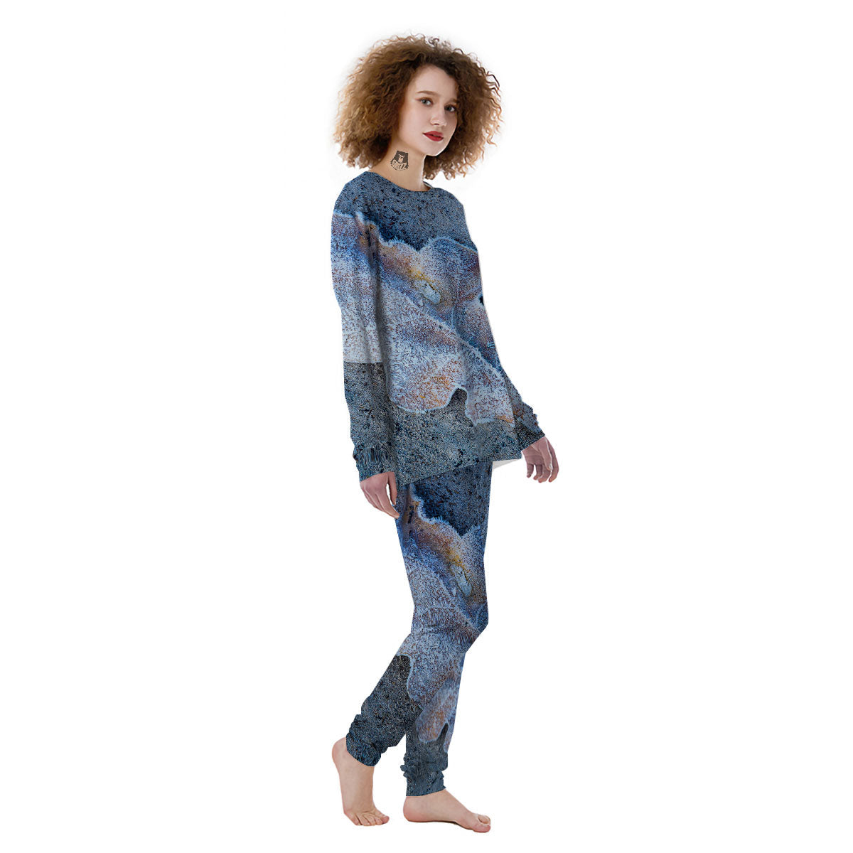 Frozen Leaf Oak Print Women's Pajamas-grizzshop