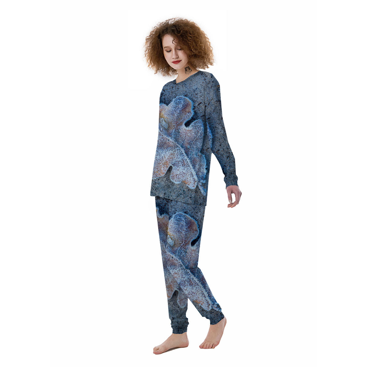 Frozen Leaf Oak Print Women's Pajamas-grizzshop