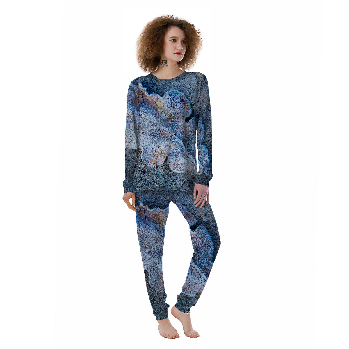 Frozen Leaf Oak Print Women's Pajamas-grizzshop