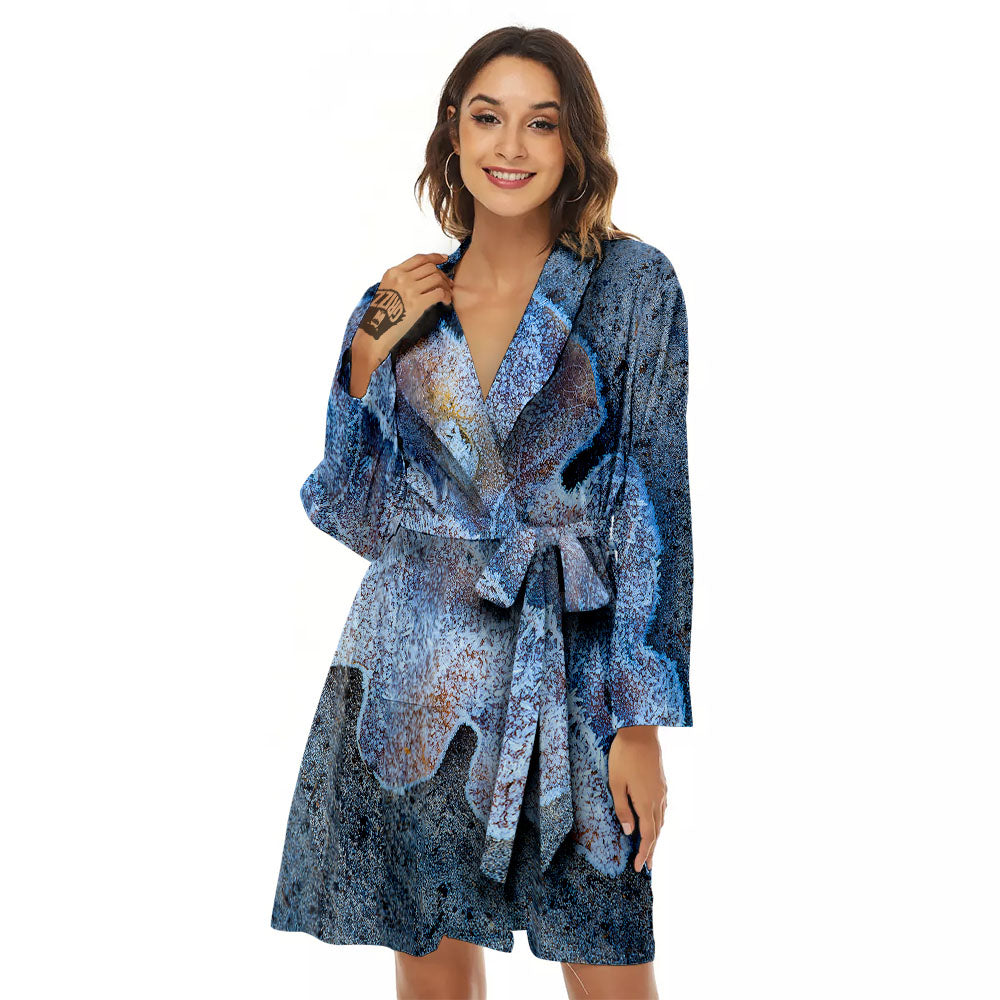 Frozen Leaf Oak Print Women's Robe-grizzshop