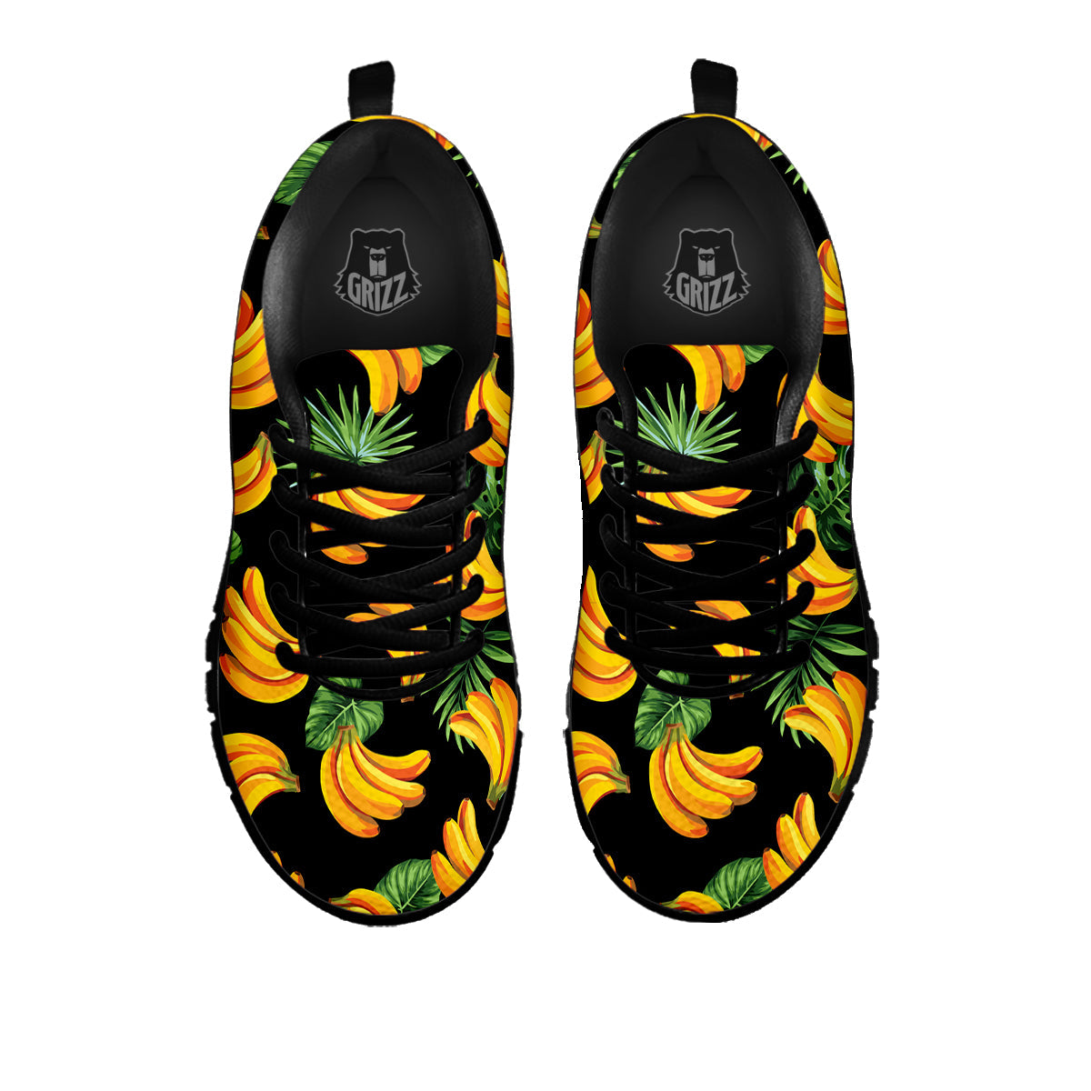 Fruit Banana Print Pattern Black Sneaker-grizzshop