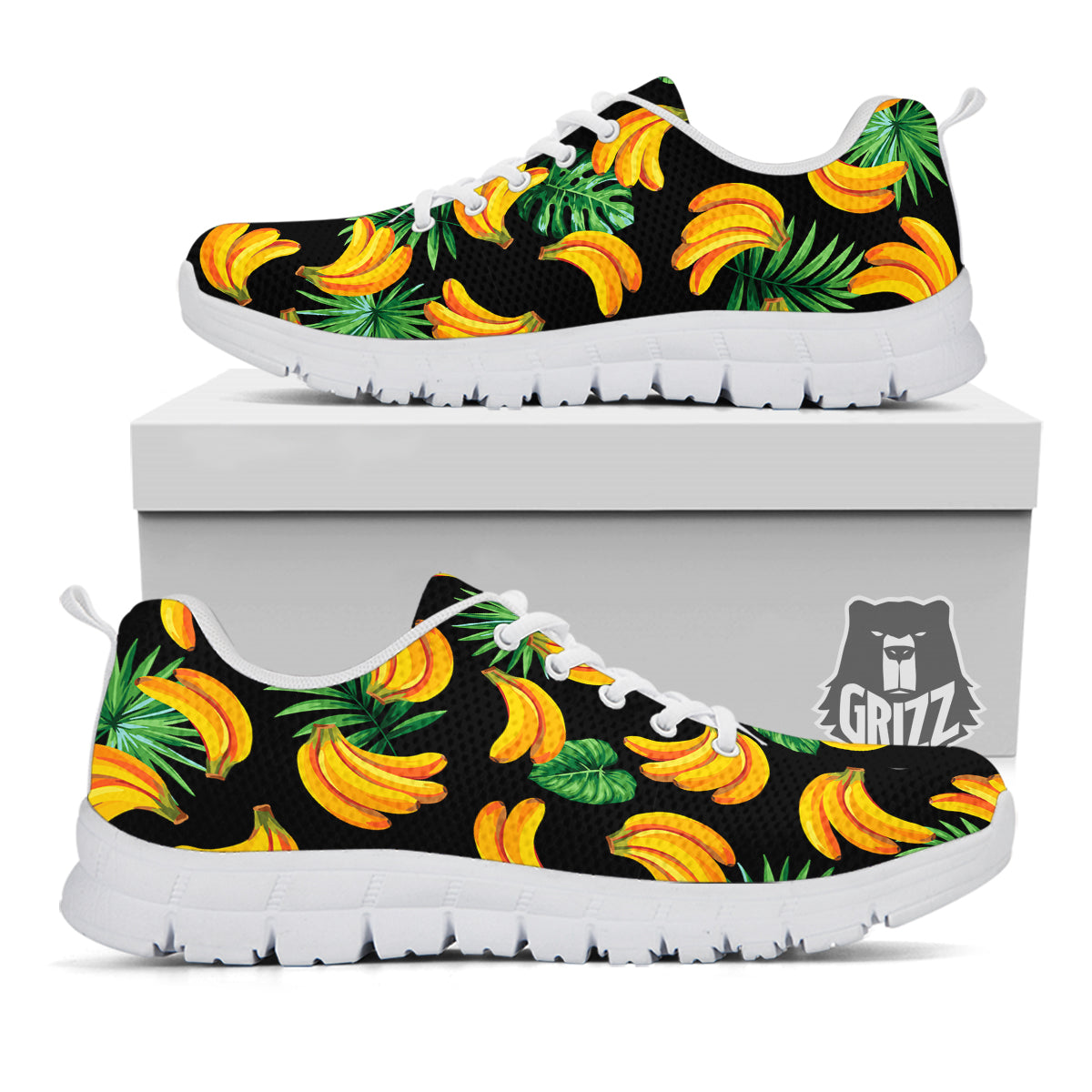 Fruit Banana Print Pattern White Sneaker-grizzshop