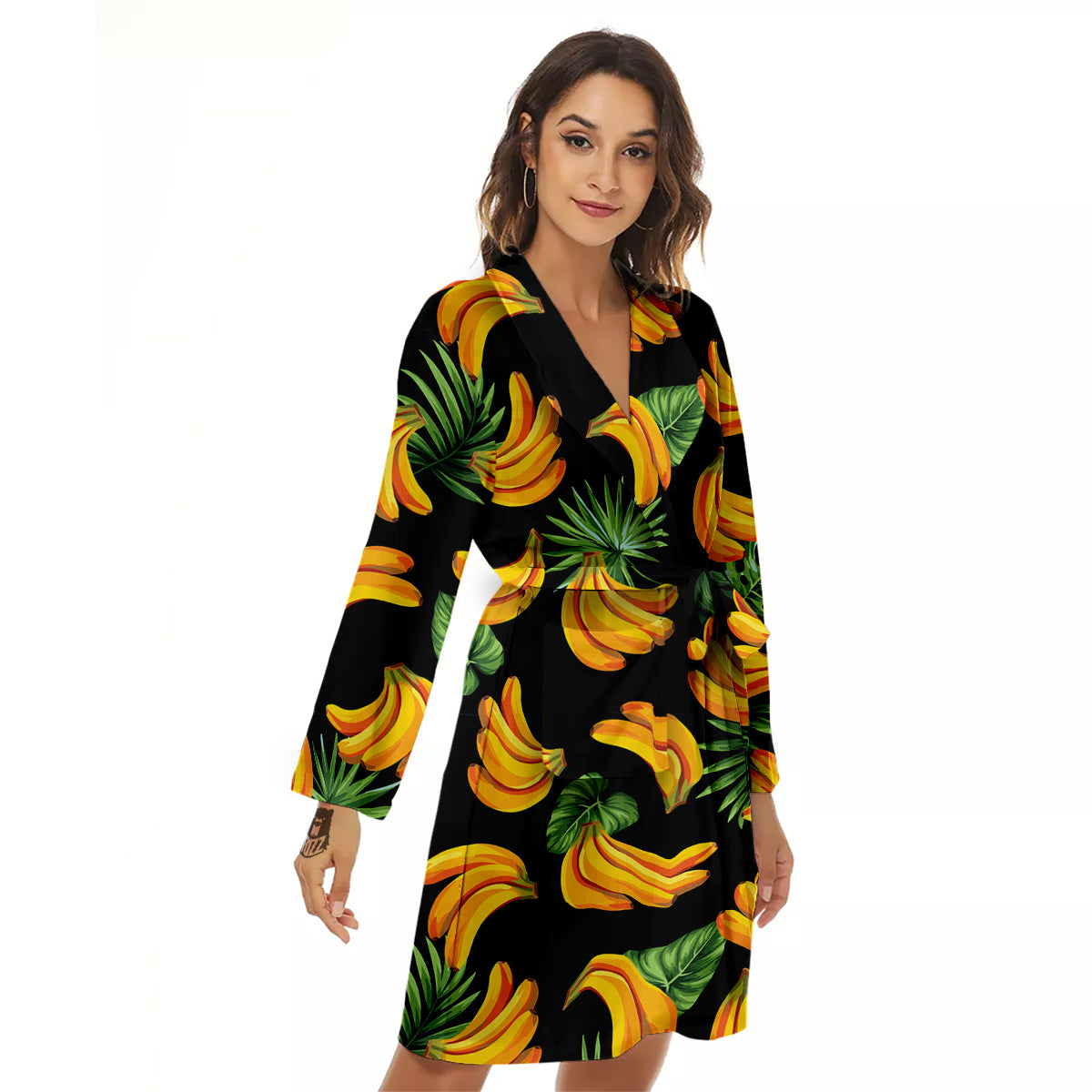 Fruit Banana Print Pattern Women's Robe-grizzshop